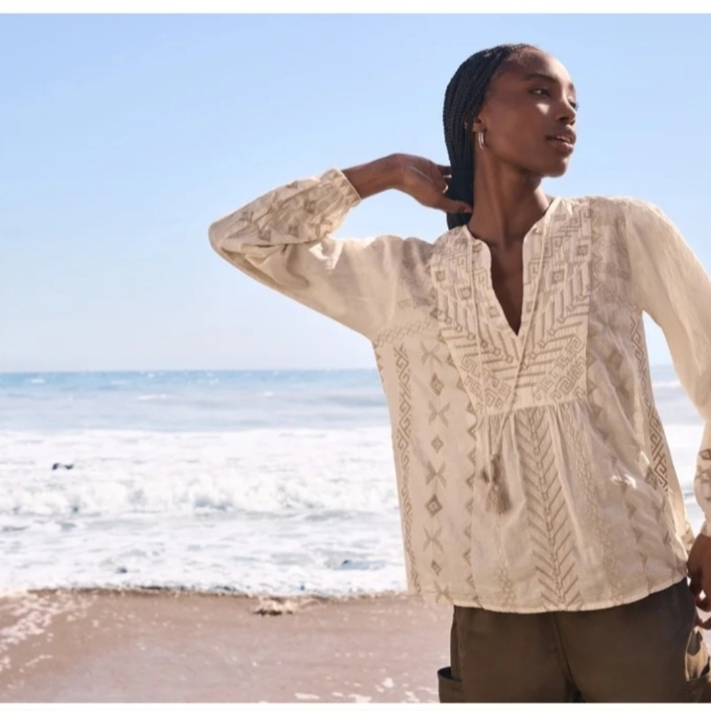 JOHNNY WAS Charis Prairie Embroidered Blouse size M NWT